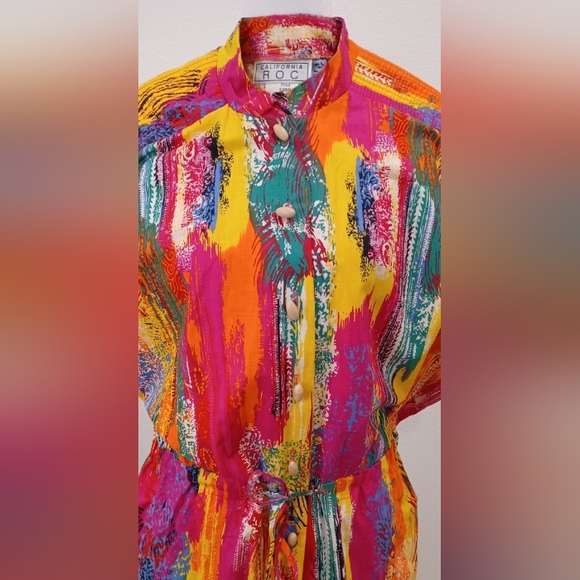 Vtg California ROC Abstract Colorful Jumpsuit - Picture 2 of 9